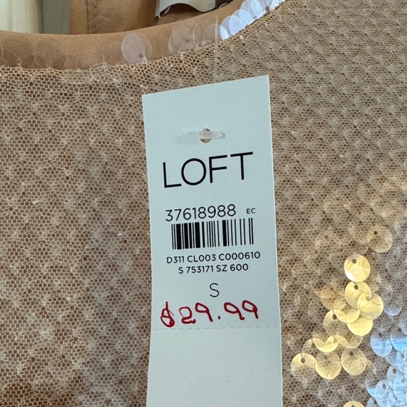 LOFT Sequin Beige Blouse New With Tags - Picture 2 of 4